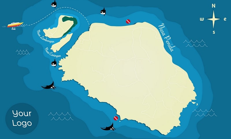 Dive Site Maps. example of Lembongan Bali